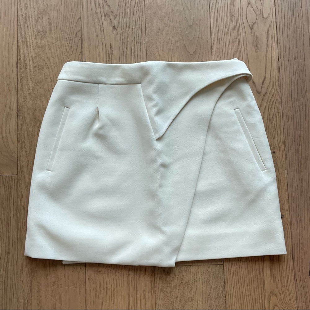 WARDROBE.NYC Wrap Mini Skirt in Off White